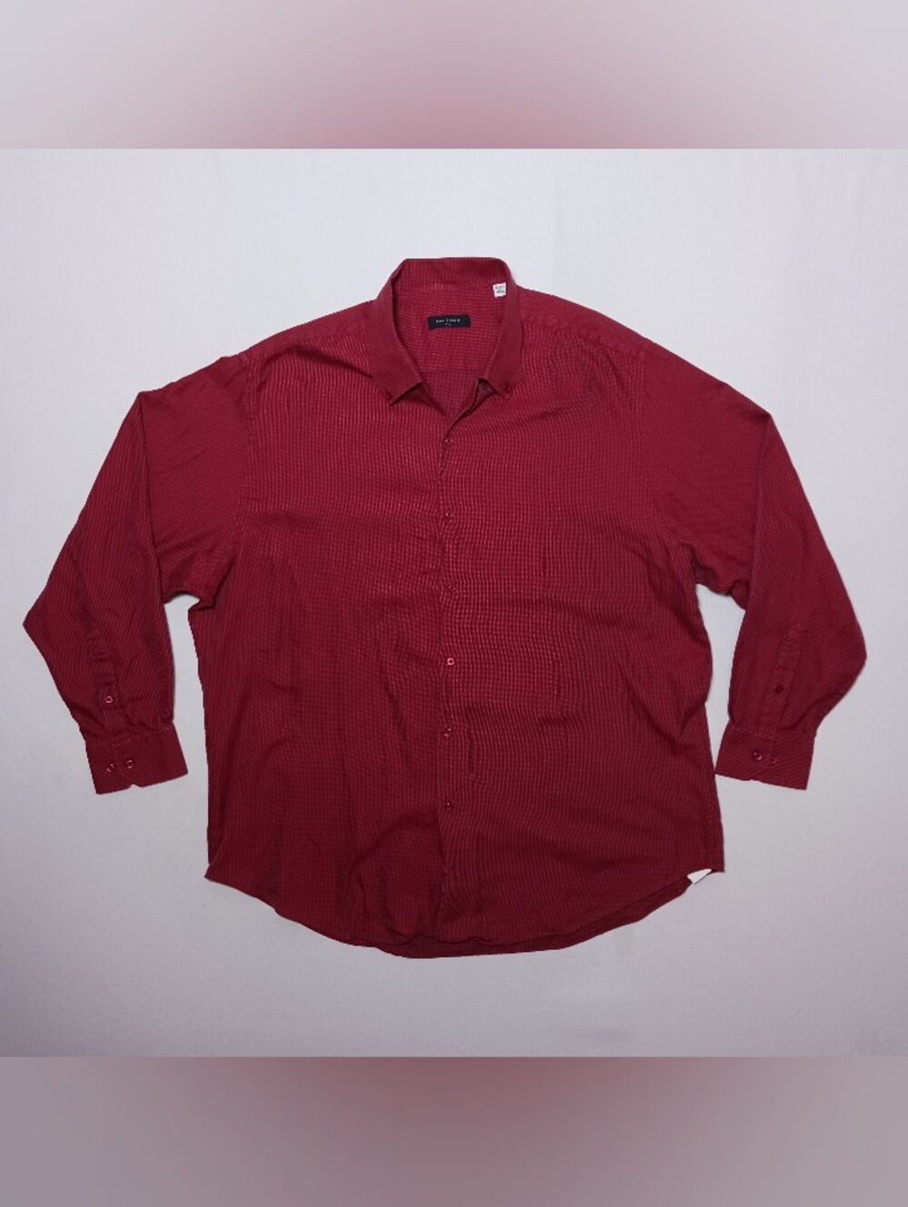 Equilibrio Italia Mens Button Up Cotton Shirt XXL Red Textured
